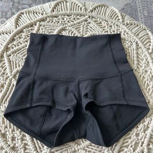 Lululemon black biker shorts, size 2, 2” inseam.
